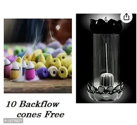 Resin Shivling Design Backflow Smoke Fountain Incense Holder Showpiece with Free 10 Backflow C Decorative