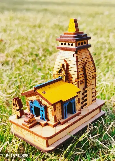 Mahadev Kedarnath Temple The Place of Light in Small Wood Miniature | Hand Crafted Wooden Temple for Gifting, Temple.
