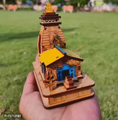 Kedarnath Temple Small Size Shree Kedar dham ji Temple Decorative Showpiece With Double side tape  Multi color ( 10 cm )-thumb0