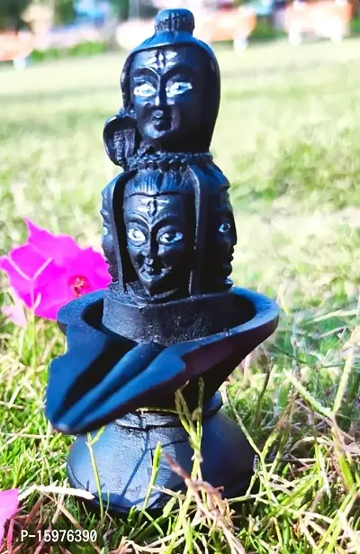 Lord Shiva Panchmukhi Five Face Shivling Statue for Home Puja- Black 9 X 5.5 X 12 Cm-thumb0