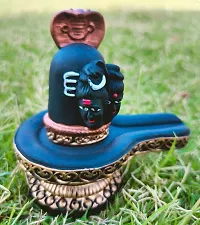Unique Marble Dust Shivling/Shiva Pindi with 2 Face Sculpture for Showpiece, Home/Office/Car Dashboard-thumb2