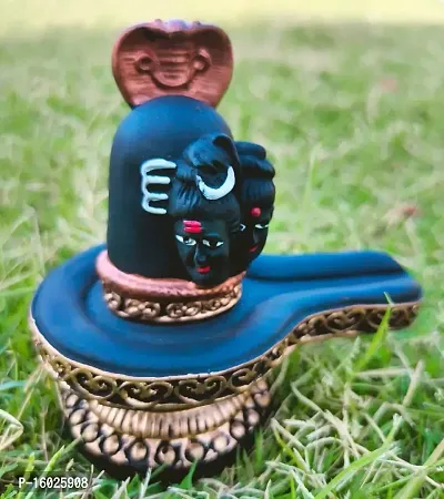 Unique Marble Dust Shivling/Shiva Pindi with 2 Face Sculpture for Showpiece, Home/Office/Car Dashboard-thumb3