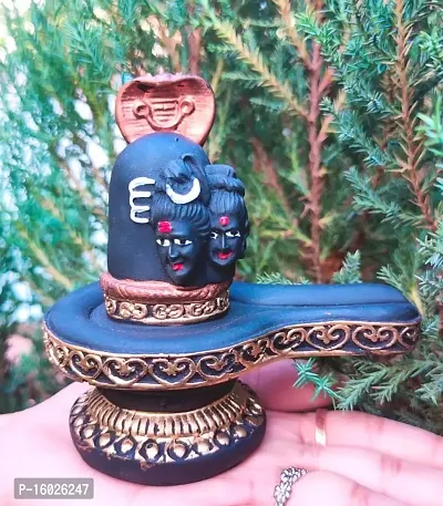 Black Shiva Shivling Statue Sculpture with 2 Face Shiva Parvati Idol Decor Gift.-thumb3