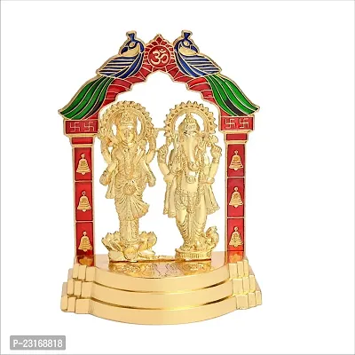 Haridwar Divine Murti Laxmi Ganesh Standing Gold Plated-thumb0