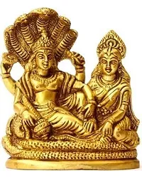 Haridwar Divine  Metal Statue of Lord Vishnu Laxmi On Sheshnag Laxmi Narayan for Blessings-thumb1