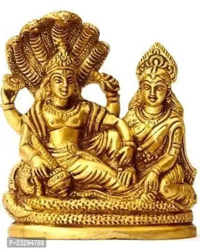 Haridwar Divine  Metal Statue of Lord Vishnu Laxmi On Sheshnag Laxmi Narayan for Blessings-thumb2