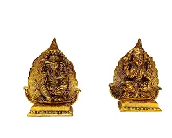 Haridwar Divine  Lakshmi Ganesh Idols Made of Metal Laxmi Ganesha Paan Ptta Leaf Statue Traditional Figurine for Home Office Temple Puja Decoration Diwali Housewarming Gift-thumb1