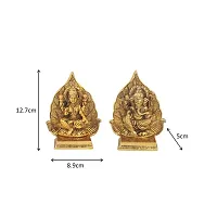 Haridwar Divine  Lakshmi Ganesh Idols Made of Metal Laxmi Ganesha Paan Ptta Leaf Statue Traditional Figurine for Home Office Temple Puja Decoration Diwali Housewarming Gift-thumb2