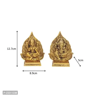 Haridwar Divine  Lakshmi Ganesh Idols Made of Metal Laxmi Ganesha Paan Ptta Leaf Statue Traditional Figurine for Home Office Temple Puja Decoration Diwali Housewarming Gift-thumb3