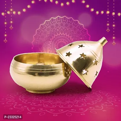 Haridwar Divine Apple Shape Brass Akhand Diya Oil Lamp for Pooja, Home Temple and Diwali-thumb4