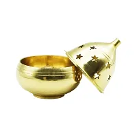 Haridwar Divine Apple Shape Brass Akhand Diya Oil Lamp for Pooja, Home Temple and Diwali-thumb1