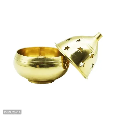 Haridwar Divine Apple Shape Brass Akhand Diya Oil Lamp for Pooja, Home Temple and Diwali-thumb2