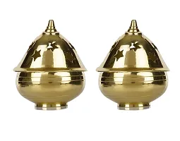 Haridwar Divine  Brass Akhand Diya in Apple Shape with Designed Star Holes on Top-thumb1