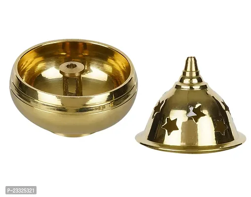 Haridwar Divine  Brass Akhand Diya in Apple Shape with Designed Star Holes on Top-thumb3