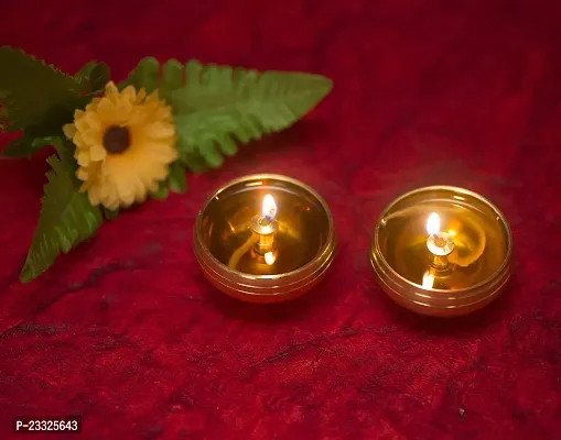 Haridwar Divine  Brass Apple Shape Akhand Diya with Designed Star Holes on Top (Gold)