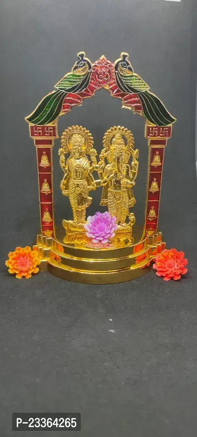 Haridwar Divine  Colored Laxmi Ganesh Mandir Idol Statue for Diwali Puja, Home Temple, Prosperity-thumb4