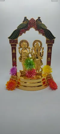 Haridwar Divine  Colored Laxmi Ganesh Mandir Idol Statue for Diwali Puja, Home Temple, Prosperity-thumb1