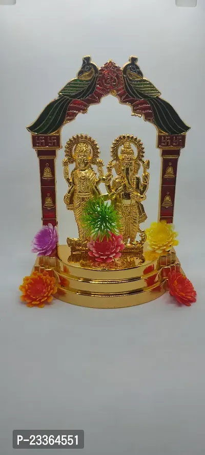 Haridwar Divine  Colored Laxmi Ganesh Mandir Idol Statue for Diwali Puja, Home Temple, Prosperity-thumb2