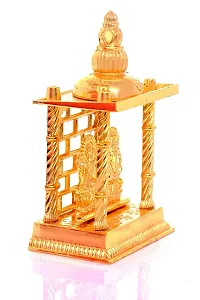 Haridwar Divine Lord Ganpati Lakshmi Statue Gold Plated Figurine | Laxmi Ganesh Small Mandir Idol Murti for Diwali-thumb1
