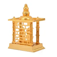 Haridwar Divine Lord Ganpati Lakshmi Statue Gold Plated Figurine | Laxmi Ganesh Small Mandir Idol Murti for Diwali-thumb2
