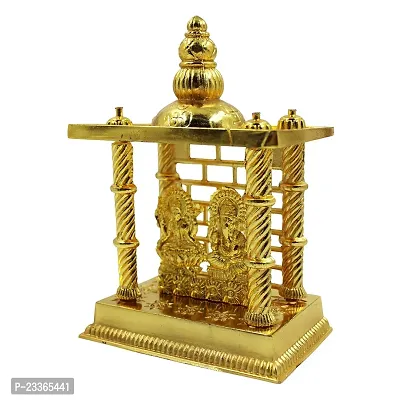 Haridwar Divine Lord Ganpati Lakshmi Statue Gold Plated Figurine | Laxmi Ganesh Small Mandir Idol Murti for Diwali-thumb4