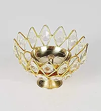 Haridwar Divine Handcratfed Brass Small Bowl Crystal Engraved Diya for Diwali Puja, Temple, Decorations Pack of 4-thumb1