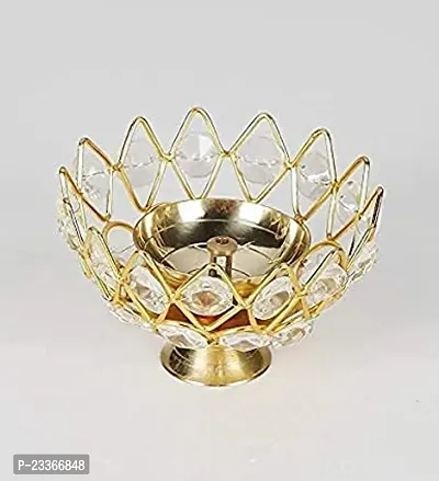 Haridwar Divine Handcratfed Brass Small Bowl Crystal Engraved Diya for Diwali Puja, Temple, Decorations Pack of 4-thumb2