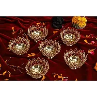 Haridwar Divine Akhand Diya for Puja Brass Small Kamal Deep Jyoti Oil Lamp for Home Temple Pooja Decor Gifts Pack of 6-thumb1