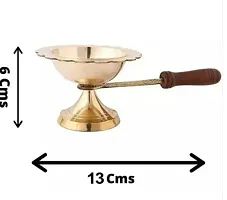 Haridwar Divine Pure Brass Dhoop Diya || Medium Size || Kapoor Aarti Lamp/Dhoop Stand with Wooden Handle || Aarti Diya ||-thumb3