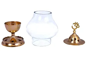 Haridwar Divine  Brass Diya Lamp with Glass Cover for Puja and Home Decor-thumb2