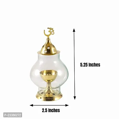 Haridwar Divine  Brass Diya Lamp with Glass Cover for Puja and Home Decor-thumb4