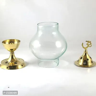 Haridwar Divine Brass Akhand Diya with Borosilate Glass For Pooja-thumb2
