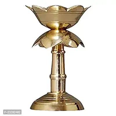 Haridwar Divine Handcrafted Pure Brass Kamal Lotus Table Oil Diya Lamp