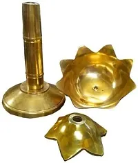 Haridwar Divine Handcrafted Pure Brass Kamal Lotus Table Oil Diya Lamp-thumb1