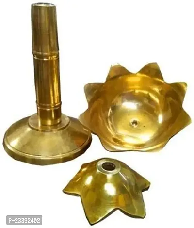 Haridwar Divine Handcrafted Pure Brass Kamal Lotus Table Oil Diya Lamp-thumb2