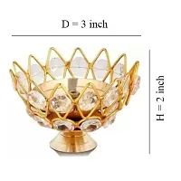 Haridwar Divine Brass Crystal Bowl Round Shape Akhand Kamal Diya || Crystal Brass Oil Diya Lamp Pooja Article Set Of 2-thumb3