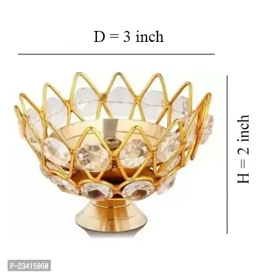 Haridwar Divine Brass Crystal Bowl Round Shape Akhand Kamal Diya || Crystal Brass Oil Diya Lamp Pooja Article Set Of 2-thumb4