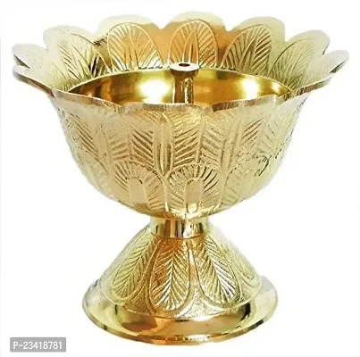 Haridwar Divine  Brass Devdas Diya Oil Puja Lamp Engraved Design Dia for Home Office Festival Puja Gifts Decor (1 Pcs)-thumb0