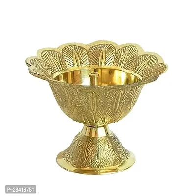 Haridwar Divine  Brass Devdas Diya Oil Puja Lamp Engraved Design Dia for Home Office Festival Puja Gifts Decor (1 Pcs)-thumb4