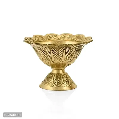Haridwar Divine  Brass Devdas Diya Oil Puja Lamp Engraved Design Dia for Home Office Festival Puja Gifts Decor (1 Pcs)-thumb2