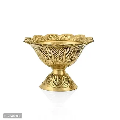 Haridwar Divine Brass Devdas Diya Oil Puja Lamp Engraved Design Dia for Home Office Festival Puja Gifts Decor (1 Pcs)