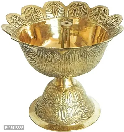 Haridwar Divine Brass Devdas Diya Oil Puja Lamp Engraved Design Dia for Home Office Festival Puja Gifts Decor (1 Pcs)-thumb3