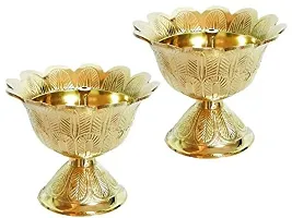 Haridwar Divine Devdas Deepak, Brass Diya Oil Lamp (Small,Golden) for Pooja,Gifting,Decoration,Temple,Traditional Rituals-2Pcs-thumb2