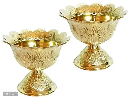 Haridwar Divine Devdas Deepak, Brass Diya Oil Lamp (Small,Golden) for Pooja,Gifting,Decoration,Temple,Traditional Rituals-2Pcs-thumb3