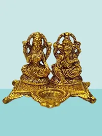 Haridwar Divine  Aluminium Laxmi Ganesha Murti Showpiece Oil Diya for Diwali Puja-thumb2