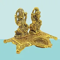 Haridwar Divine  Aluminium Laxmi Ganesha Murti Showpiece Oil Diya for Diwali Puja-thumb1