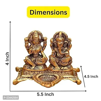 Haridwar Divine Lakshmi Laxmi Ganesh murti Idol Ganesha Diya puja Deepak - Metal Lakshmi Ganesh Statue-thumb3