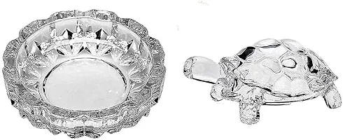 Haridwar Divine Crystal Glass Kachua Plate Turtle Tortoise Vastu Feng Shui for Good Luck Showpiece Set of Glass Kachua Plate Home Deacute;cor Plate-thumb3