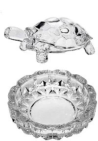 Haridwar Divine  feng Shui vastu Glass Crystal Turtle Crystal Tortoise Crystal kachua with Crystal Plate for Gift Decoration showpiece Good Luck-thumb3