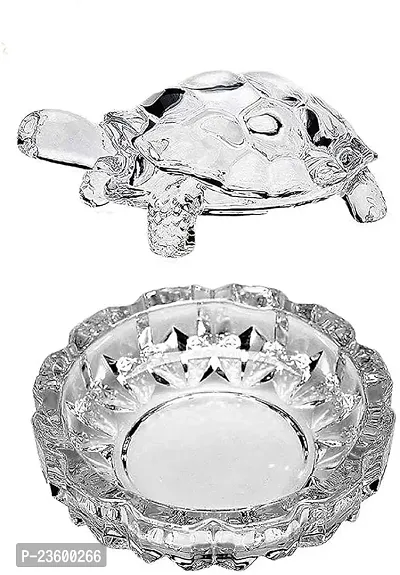 Haridwar Divine  feng Shui vastu Glass Crystal Turtle Crystal Tortoise Crystal kachua with Crystal Plate for Gift Decoration showpiece Good Luck-thumb4